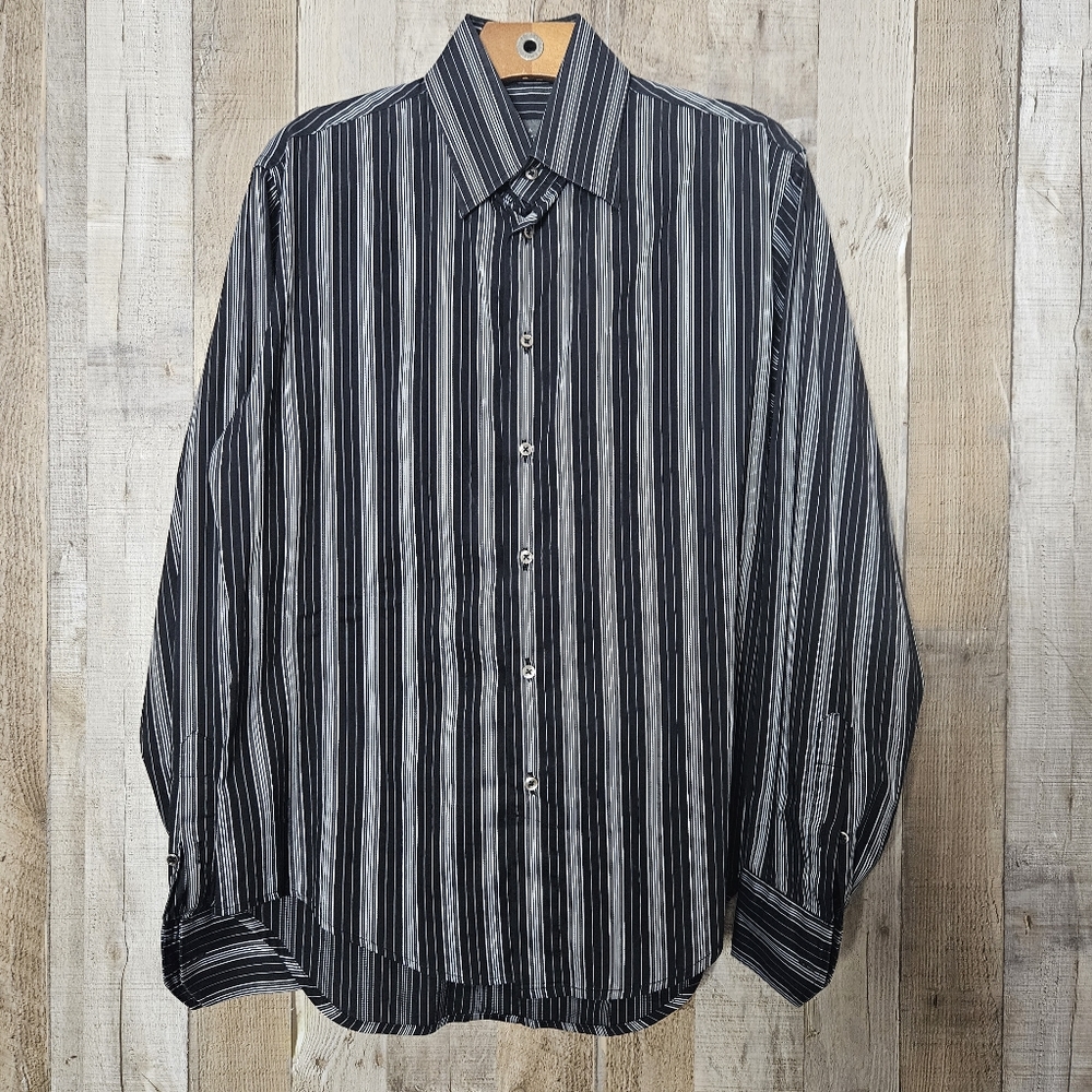 Zara Man Black striped long sleeves button up shirt size medium